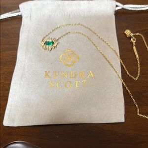 Kendra Scott Gold and Green Pendant Necklace